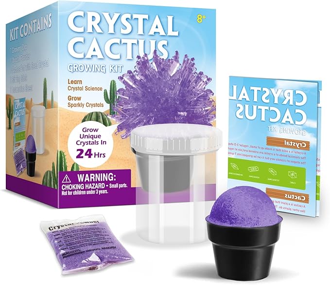 Crystal Growing Kit for Kids, Cactus-Purple DIY Crystal Science Experiment Set, Grow Your Own Crystals, STEM Educational Chemistry Kit for Boys & Girls Ages 6-12, Fun Science Lab Gift for Kids