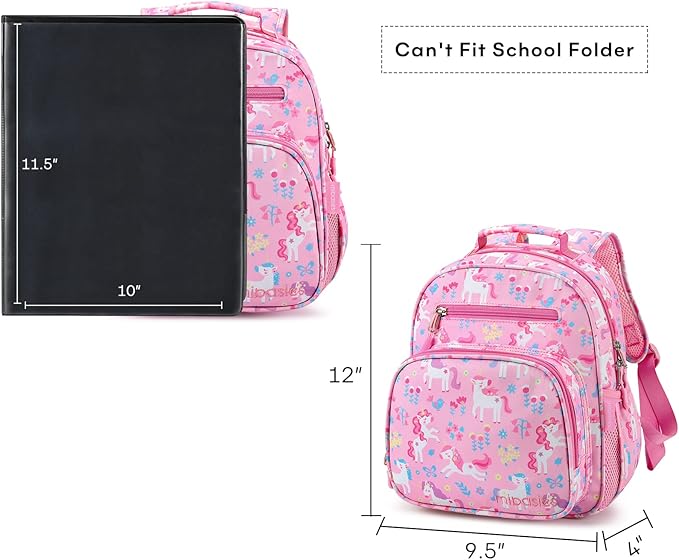 mibasies Toddler Backpack for Girls 2-4: Cute Kids Backpacks for Girls - Preschool Kindergarten Backpack - Flower Unicorn