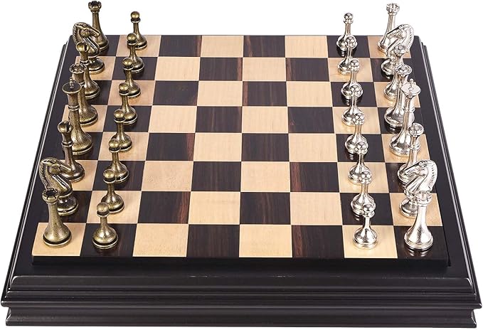 AMEROUS 12.5 inches Wooden Chess Set with Metal Chess Pieces,Classic Board Game w/ 2.5'' King/Storage for Chessmen/Instructions, Chess Sets for Adults, Kids, Beginner