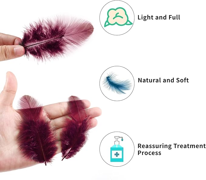 Soarer 300pcs Burgundy Rooster Feathers Bulk - 3-5inch Craft Feathers for Wedding Home Party, Dream Catcher Supplies and DIY Crafts(Burgundy)