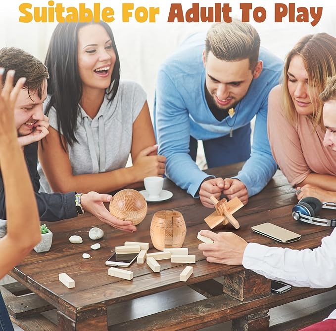 34 Pcs Metal Brain Teaser Puzzles for Kids Adult 3D Wooden Mind Games Puzzle Cube Wooden Brain Games Block Metal Wire Unlock Interlock Game Educational Logic Mind Desktop Toys