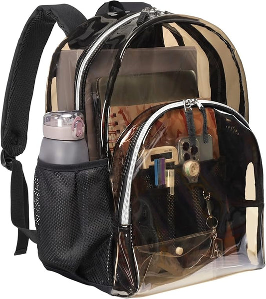 PACKISM Clear Backpack - 17 inch Heavy Duty Clear Backpacks for School, Large Transparent Bookbag for Students (Age 12+)