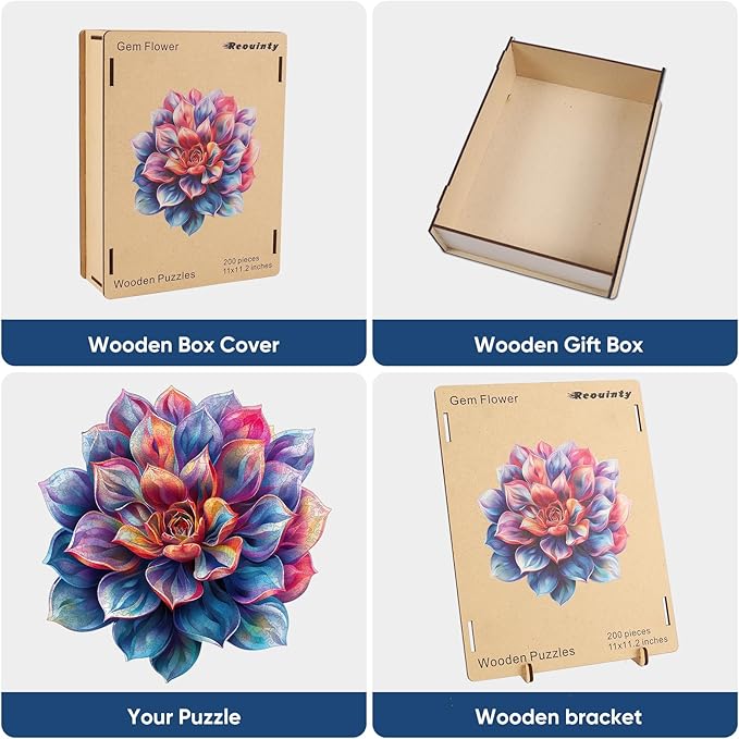 Wooden Puzzles for Adult 500 Piece, Flower Succulent Puzzle for Girls and Women, Challenging Puzzle, Luxurious Shaped Wooden Puzzles for Adults, Family Game 16.9 x 16.3in