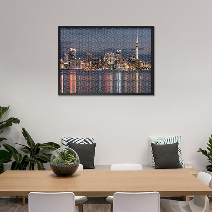 Jigsaw Puzzles 1000 Pieces for Adults, Auckland Skyline Night Falls Puzzles for Adults, Washington Cityscape Adult Challenging Puzzle 1000 Pieces, Relaxation Game for Men Women 27.5x19.7 Inch