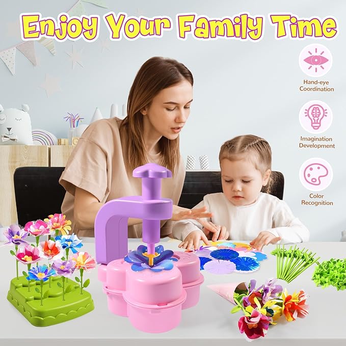 GPPNKC Flower Bouquet Craft Kit DIY Arts and Crafts Toddler Toys Flowers Market Toy Educational Fun DIY Activity Set Birthday Gift for 4 5 6 7 8+ Year Old Girls and Boys