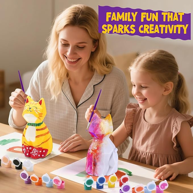 Paint Your Own Cat Lamp Kit, Arts and Crafts for Kids Ages 8-12, Art Supplies Painting kit for Kids 6-12, Cat Night Light Toys Girls Boy Birthday Christmas Gifts for Kid Ages 3 4 5 6 7 8 9 10 11 12+