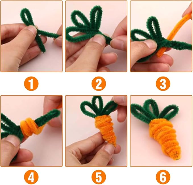 URSDIART (350pcs/Set) Orange Pipe Cleaners and Wiggle Eyes, Pumpkin Color Halloween Chenille Stems Pipe Cleaners Bulk 12 Inch Pipe Cleaners for Crafts DIY Creative, Christmas Decoration Art Supplies