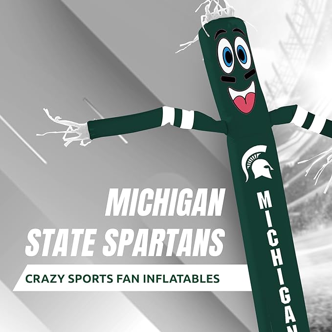 NCAA Michigan State Spartans Football Wacky Waving Inflatable Tube Guy with LED Lights & Built-in Blower - 6" x 36" x 96" Inflatable Tube Man Crazy Sports Fan Outdoor Party Decoration