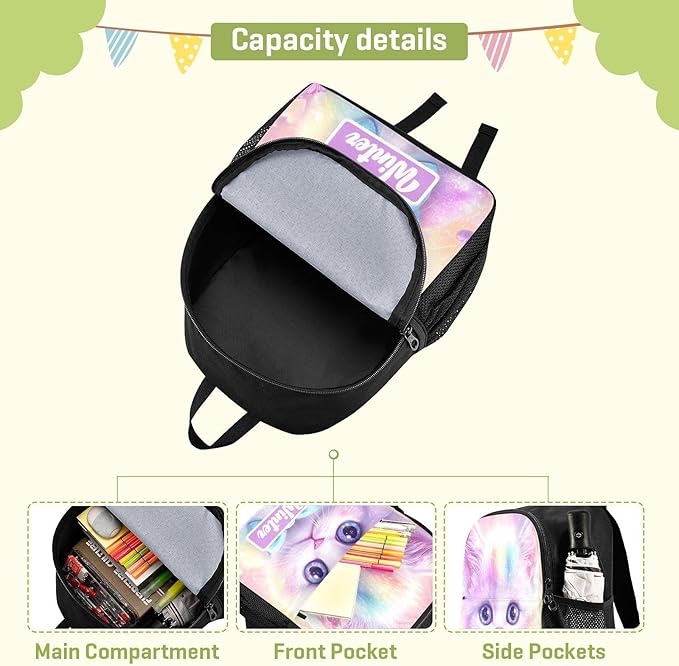 Cute Cats Rainbow Toddler Backpack for Boys Girls 3-6 Small Preschool Backpacks for Kids Elementary Mini Bookbag for Preschool for School