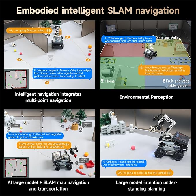 Yahboom ROS2 Robot Kit with Jetson Orin NX 16GB Super Large AI Model with 6DOF Robotic Arm AI Voice Interaction Module Supports 3D AI Vision App Control