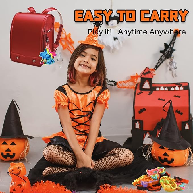 32Pcs Halloween Mini Pop Fidget Toys Packs for Kids Girls Boys Halloween Party Favors Halloween Treat Bags Gifts Stress Relief