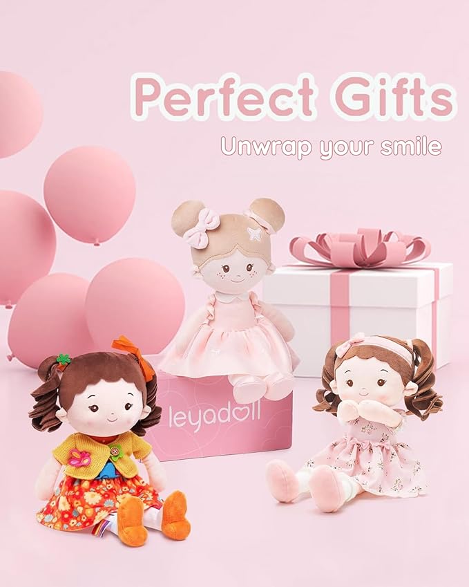 LeyaDoll Learning Sensory Doll for Toddlers, Montessori Toys for 2-Year-Old Girls Christmas, Birthday Gifts, Plush Doll with Zipper, Shoelace, Button-Busy Flora Girl