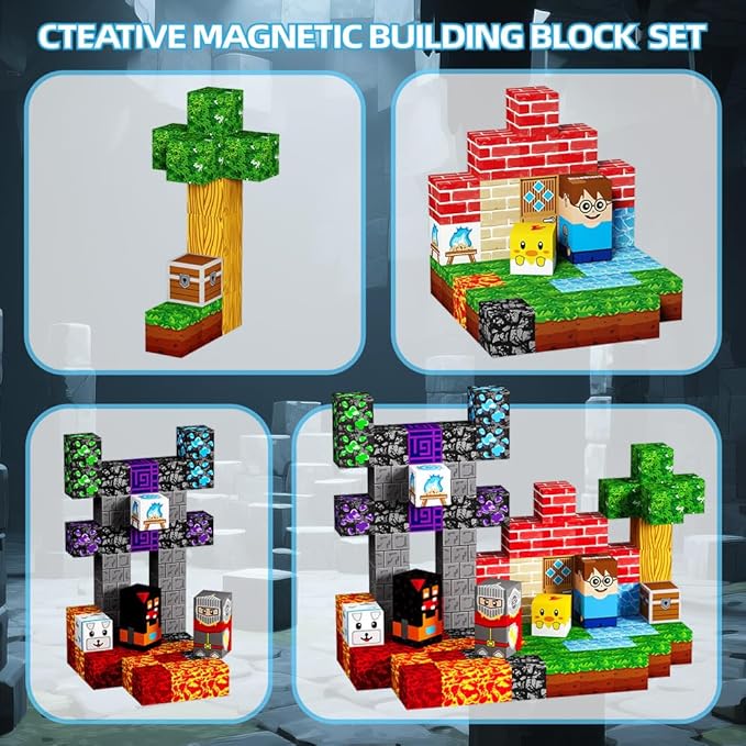 200pcs Magnetic Blocks, Magnetic Building Blocks Set, Kids Sensory Toy for Toddlers STEM Learning, Stacking Magnets for Kids,0.8" Large Size