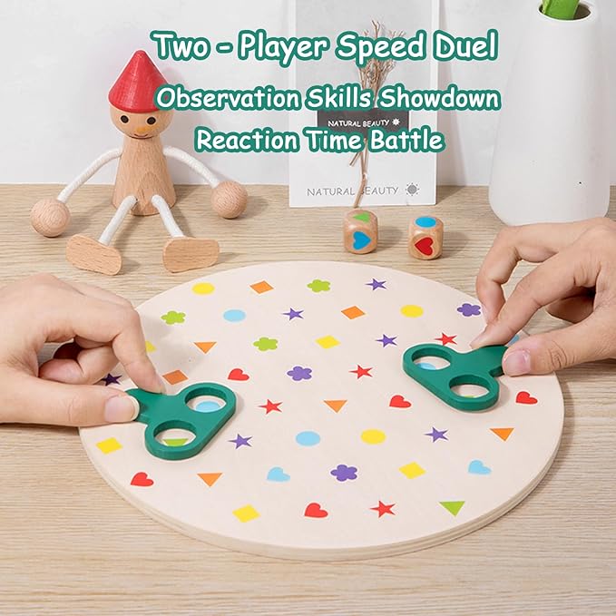 Montessori Matching Game Board - Color & Shape Learning Toys for Kids Ages 3-5, Travel Friendly Educational Board Games with Dice, Portable Sensory Toys for Toddler Fine Motor Skills