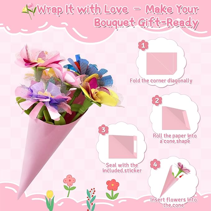 JUMP PASS BY DIY Fabric Flower Bouquets Toys Refill Kit - Arts & Crafts Toy Accessories-Flower Press Kit Accessories