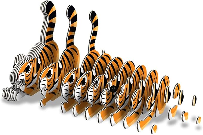 Eugy Tiger 3D Puzzle - 34 Piece Eco-Friendly Educational Toy Puzzle for Boys, Girls & Kids Ages 6+