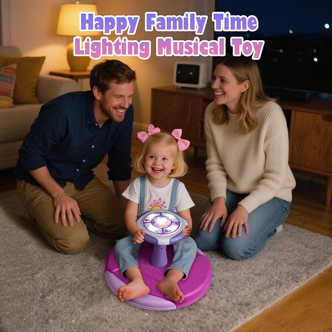 Sit and Spin Toys for Toddlers 1-3 Girls, 360° Toddler Spinning Seat with LED Lights and Music Christmas Birthday Gift for 1 2 3 Years Old Girl Sensory Toys Toddler Activities