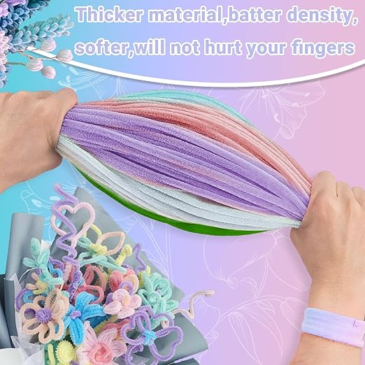 400 Pcs Pipe Cleaners Craft Kit and Craft Supplies Set, 4 Colors Chenille Stems Craft Kits. Includes Floral Tape, Wire, Stems and More, DIY Arts and Crafts Supplies for Flower Making (Colorful)