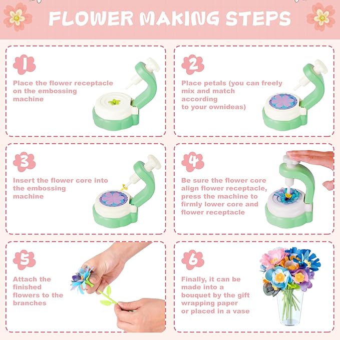 DIY Arts and Crafts Kits for Kids Ages 4-8-12 Flower Bouquet Toys Craft Kit for 4 5 6 7 8 Year Old Girls Ideas Birthday Gift,Classroom Educational Activity Toy for Toddler Kids Boys