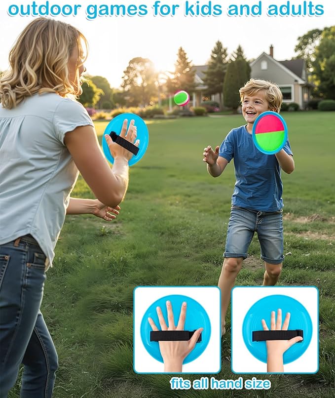 Toss and Catch Ball Set for Kids Outdoor Beach Toys Pool Toys, Catch Game with 6 Paddles and 3 Balls Outdoor Yard Games for 4-12 Years Old Boys Girls Adults