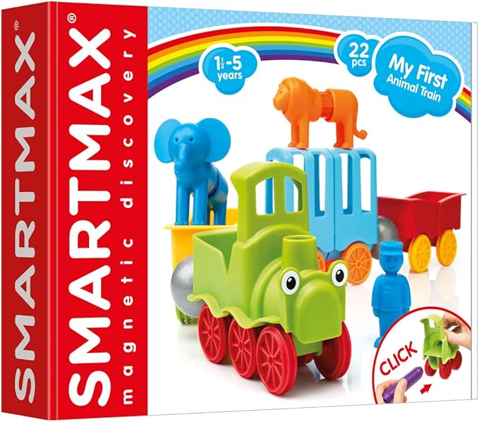 SmartMax My First Animal Train STEM Magnetic Discovery Play Set with Moving Train and Soft Animals for Ages 1-5