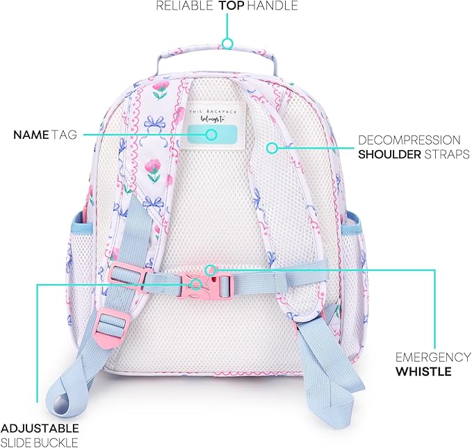 mibasies Kids Backpack for Girls: Girls Backpack 5-8 - Kindergarten Elementary School Bookbag for Girl - Bowknot Rose Sky Blue