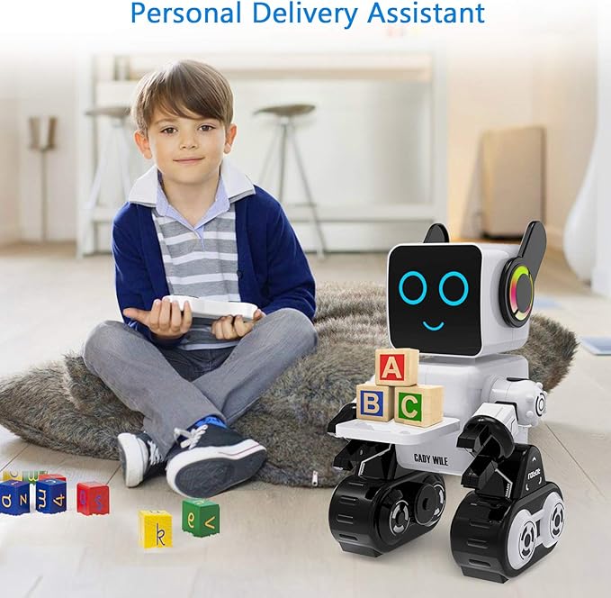 Robot Toy for Kids, Remote Control and Intelligent Programming RC Robot, Music, Dancing, Talk, Play with Kids as a Gift for Gril and Boy(White)