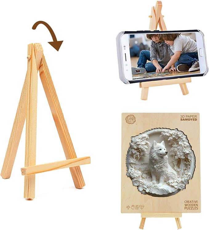 Wooden Puzzles for Adults, Wooden Jigsaw Puzzles for Adults Kids, 3D Paper Samoyed Unique Shaped Wood Puzzles Adult, Birthday Gifts for Friends Family Game, Home Decor(8.5 * 8.4in 100pcs)