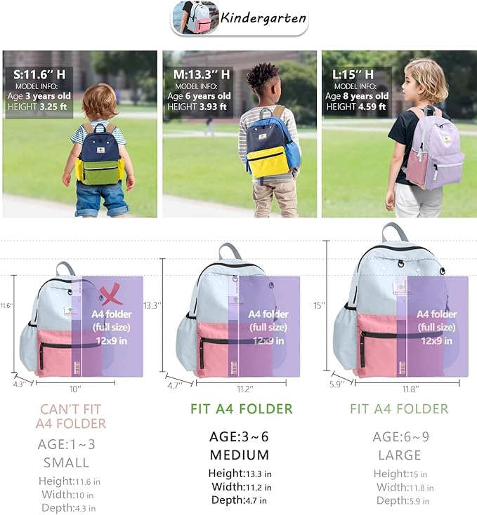 Kids Backpack, 1.0L, Cotton Candy, Kindergarten Elementary School, Lightweight, Soft Shell, Zipper, Unisex, Little Kid, Nylon, 13"H Fit A4 Folder, Adjustable Straps