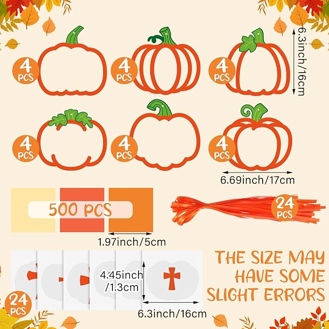 24 Sets Religious Pumpkin Crafts Kit DIY Tissue Paper Sign Crafts for Back to School Fall Harvest Thanksgiving Religious Christian Party Fun Home Actives