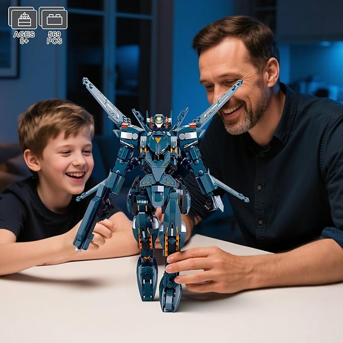 HIGH GODO Attacker Mech Robot Transforming Building Blocks Set for Adults,City Warrior Justice Hero Soldier Mech Model Building Kit, Cool Creative Robots Toys Gift for Teens Boys, 569 Pieces