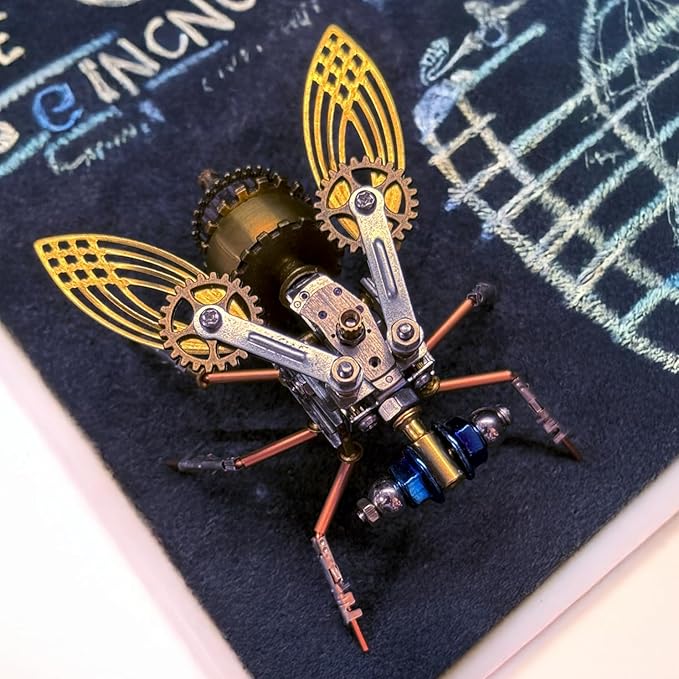 Steampunk Metal Insect Bug Mechanical Steampunk Sculpture Steampunk Mechanical Insect Clockwork 3D Steampunk Metal Puzzle Kits for Adults (Mechanical Fruit Fly)