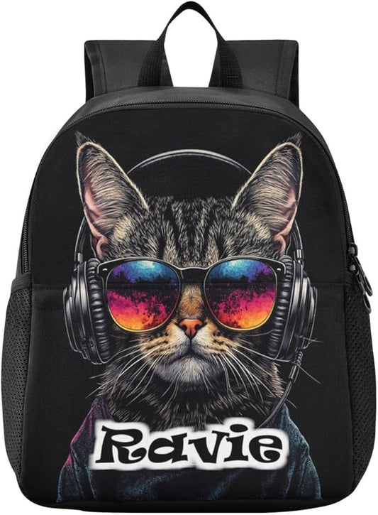 Cat Black Toddler Backpack for Boys Girls 3-6 Small Travel Backpacks for Kids Preschool Bookbag for Elementary Kindergarten for Travel