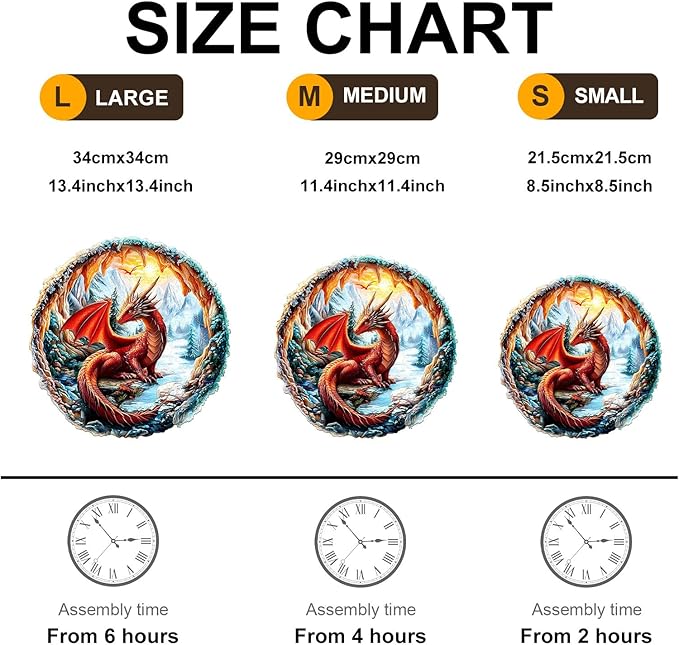 KAAYEE Wooden Puzzles for Adults, 3D Visual Effect Cave Dragon Wooden Jigsaw Puzzle Unique Shape Wood Puzzle Adult, 3D Effect Flat Puzzle Birthday Family Games (M-11.4 * 11.4 in-195pcs)