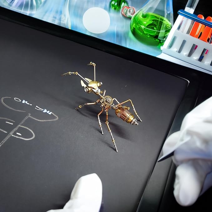 Steampunk Metal Insect Bug Mechanical Sculpture Insect Clockwork 3D Steampunk Metal Puzzle Ant Model Engineering Puzzle for Birthday Present (Ant)