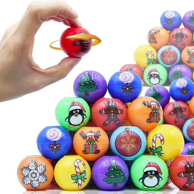 24 Pcs Christmas Mini Fidget Spinners Ball Toys for Kids Adults Christmas Stocking Stuffers, Pinata Fillers, Treasure Box Toys for Boys Girls Christmas Party Favors Gifts