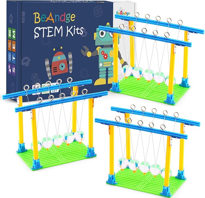 Bulk STEM Kits for Kids Age 8-10, 3 Sets of Newtons Cradle, Science Kits for Kids Age 8-12, Robot Building STEM Toys for Boys Ages 8-13, Robotics Engineering Crafts for Girls 6-8 10-12