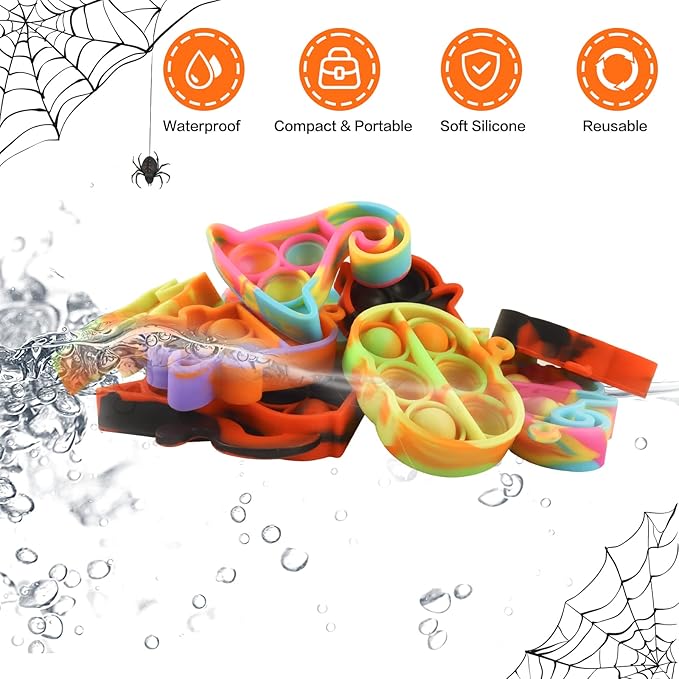 32Pcs Halloween Mini Pop Fidget Toys Packs for Kids Girls Boys Halloween Party Favors Halloween Treat Bags Gifts Stress Relief