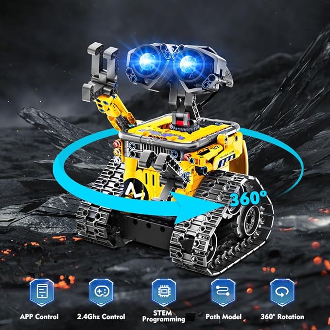 Robot Toys for Kids Building Set, 520 PCS App & Remote Control Robotics Kit, 5-in-1 RC Wall Robot Engineer Dinosaur Building Block Toy Gift for Kids 6 7 8 9 10 11 12+ Years Old Boys Girls