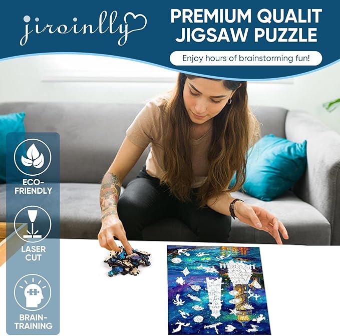 Wooden Puzzles for Adults 500 Piece, Hard Impossible Puzzles for Adults, Unique Shaped Landscape Painting Challenge Puzzle, Exquisite Packaging, Best Toys Gifts for Family Friends