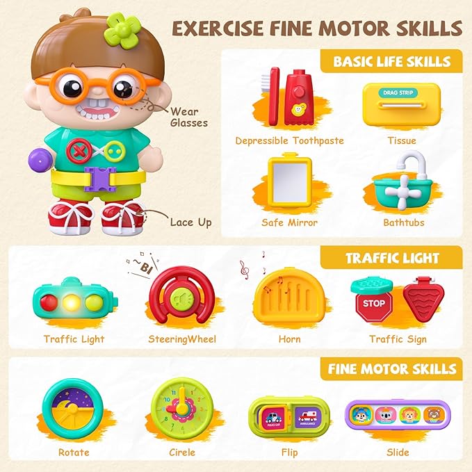 Busy Board Montessori Toys Gift for 1 2 Year Old Boys, Early Educational Montessori Toys for Toddler 1-3, Birthday Gifts Toy for 1 2 Year Old Boy, Ideas 1 Year Old Boys Birthday Gift Toy