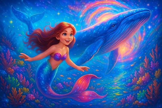 100-Piece Mermaid and Whale Jigsaw Puzzle for Kids Ages 4-6 6-8 8-10, Fantasy Underwater Puzzle with Magical Ocean Scene – Educational Toys and Birthday Gift for Girls and Boys