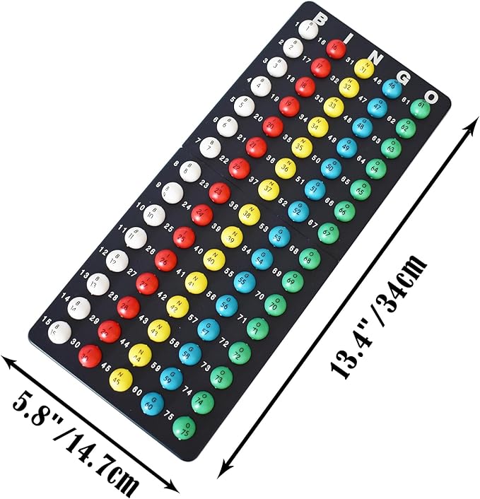 Yuanhe Complete Bingo Game Set - Includes 8" Metal Round Cage with Big Storage Bag,100 Bingo Cards,1000 Colorful Chips,75 Colored Balls and Masterboard, Ideal for Large Groups