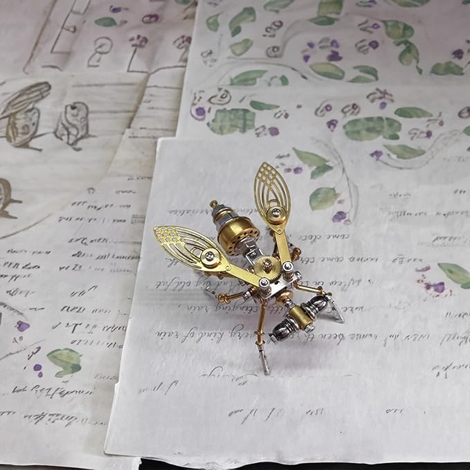 Steampunk Metal Insect Bug Sculpture Mechanical Insect Clockwork 3D Steampunk Metal Puzzle Kits for Adults (Drosophila melanogaster)