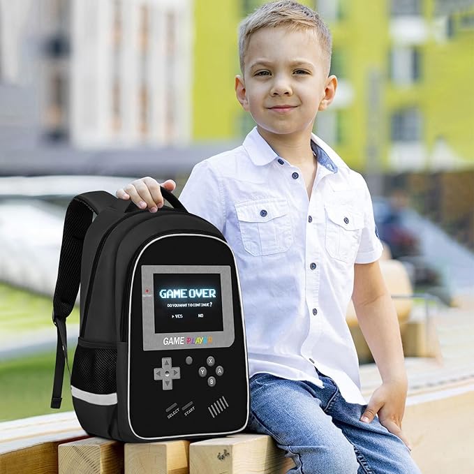 School Backpack For Boys - Gamer Boys Backpack For Kids Children Teens Elementary Middle School - Ages 6-18,17″