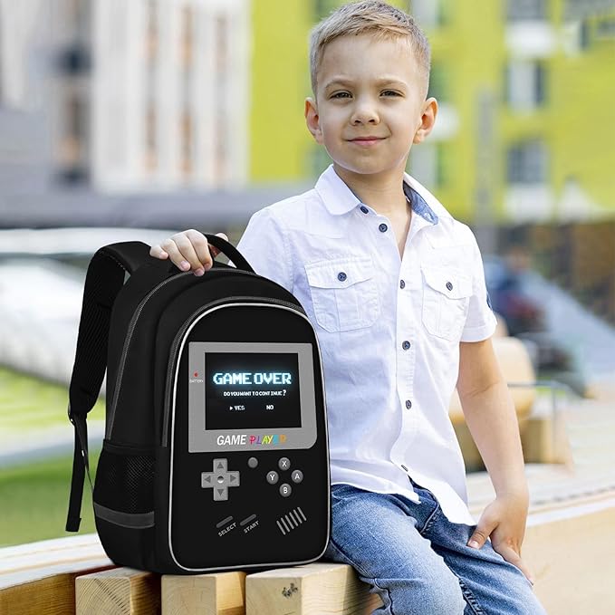 School Backpack For Boys - Gamer Boys Backpack For Kids Children Teens Elementary Middle School - Ages 6-18,17″