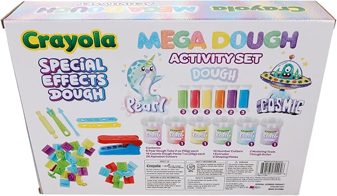 Crayola Mega Activity Set - Pearl & Cosmic | 50 Total Pieces - 20 Dough Packs, 30 Kids Play Tools | Alphabet, Letters, and Shapes | Fun Preschool Learning Activities and Gifts for Kids.