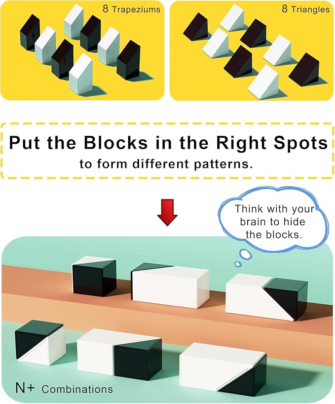 3D Brain Teaser Puzzle Games | 210 Challenges Color & Shape Logic Building Blocks Puzzle | STEM Mind Game for All Ages, Kids, Teenagers, Adults, Boys & Girls Gifts