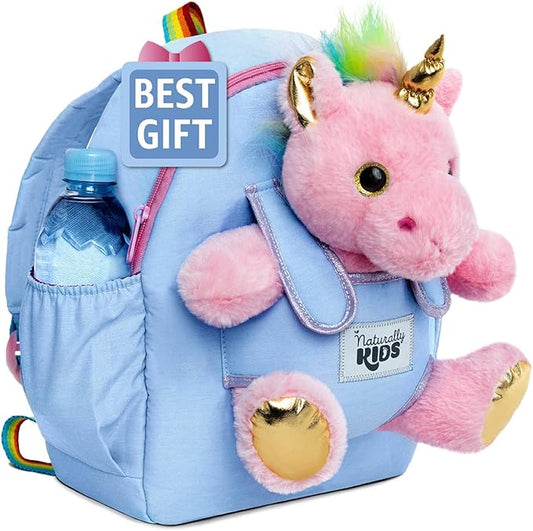 Naturally KIDS Pink Unicorn Toys for Girls Age 4-6, Gifts for 5 Year Old Girls, Toddler Unicorn Backpack