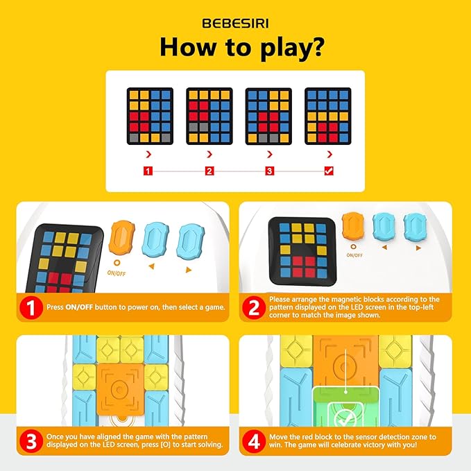 Super Slide Puzzle Game - 500+ Levels Brain Teaser | Electronic Sliding Puzzle Toy for All Ages | Fun Unblocking Logic Game for Kids & Adults (Classic-White)